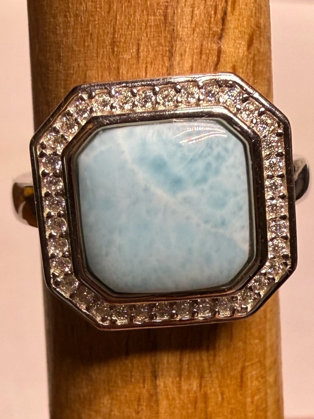 925 Larimar Pave Halo Ring